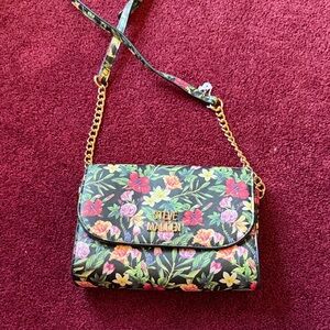 Steve Madden Floral Crossbody Bag - Black with Multicolor Flowers